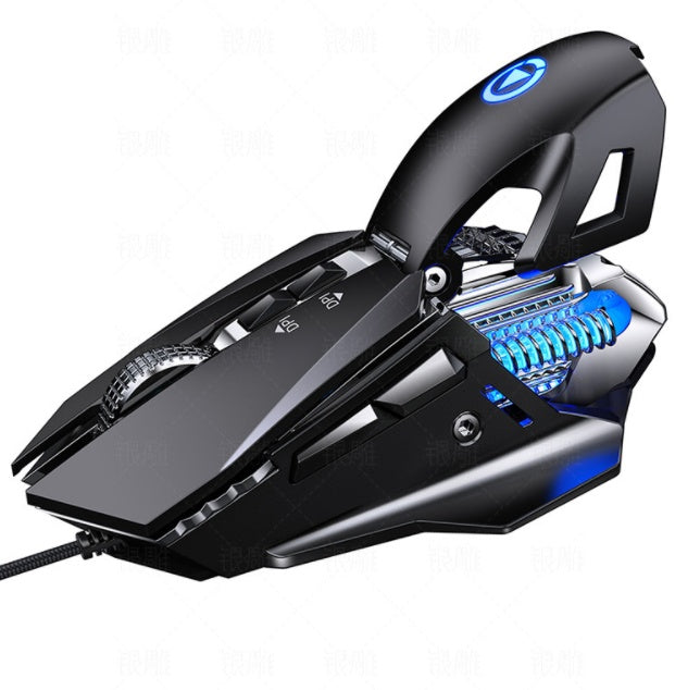 Eagle G10 gaming mouse with sleek design and blue LED lights for enhanced gaming performance.