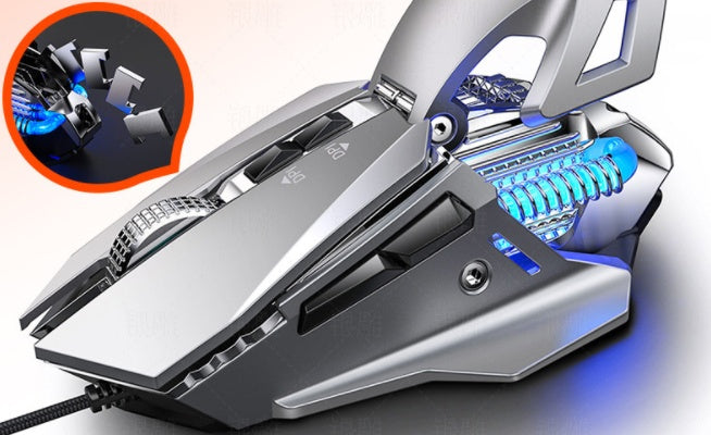 Eagle G10 gaming mouse showcasing its sleek design and blue LED lighting for optimized gaming experience.