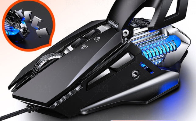 Eagle G10 gaming mouse with customizable buttons and LED lighting features.